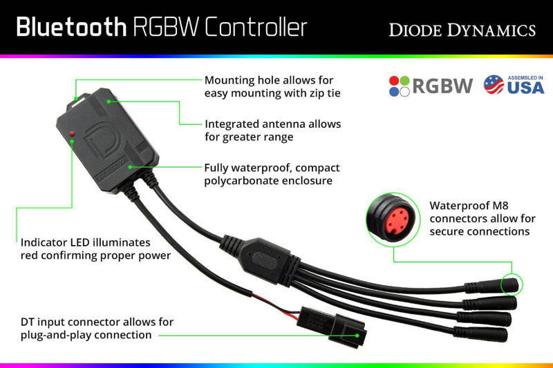 Diode Dynamics - Bluetooth RGBW M8 Controller 1ch - DD3066