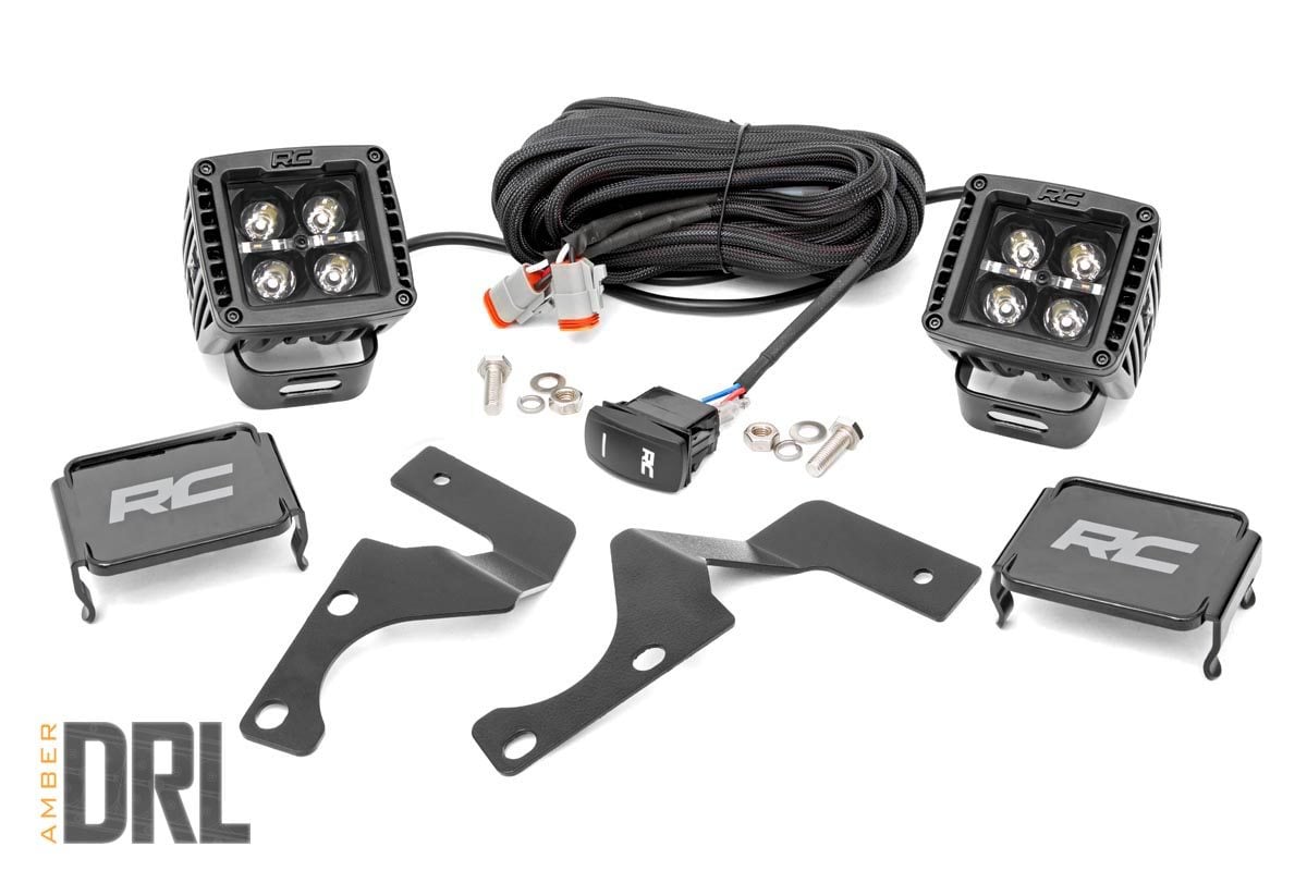 LED Light Kit | Ditch Mount | 2&quot; Black Pair | Amber DRL | Toyota 4Runner (10-24)