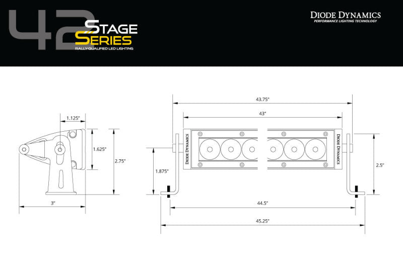 Diode Dynamics 42 In LED Light Bar Single Row Straight - Amber Driving Each Stage Series - DD5042