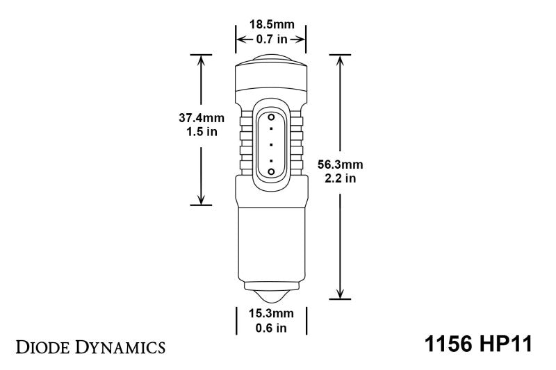 Diode Dynamics 1156 LED Bulb HP11 LED - Amber (Single) - DD0001S