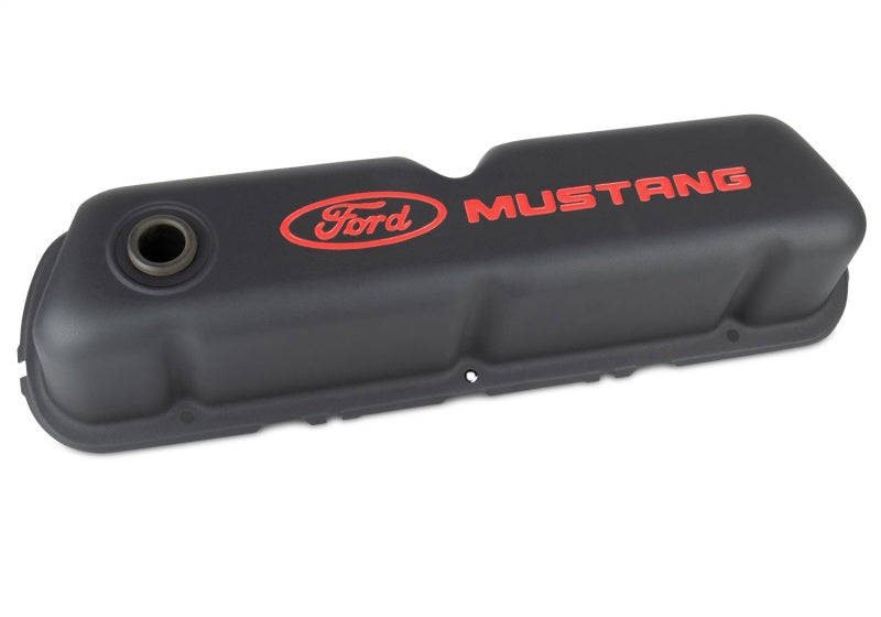 Ford Mustang Logo Black Crinkle Valve Cover - 302-101