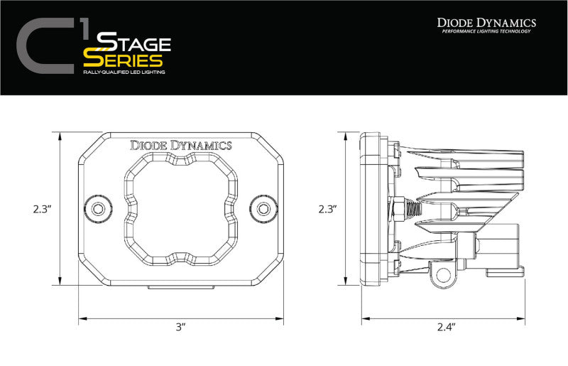 Diode Dynamics Stage Series C1 LED Pod - White SAE Fog Flush ABL Each - DD6850S