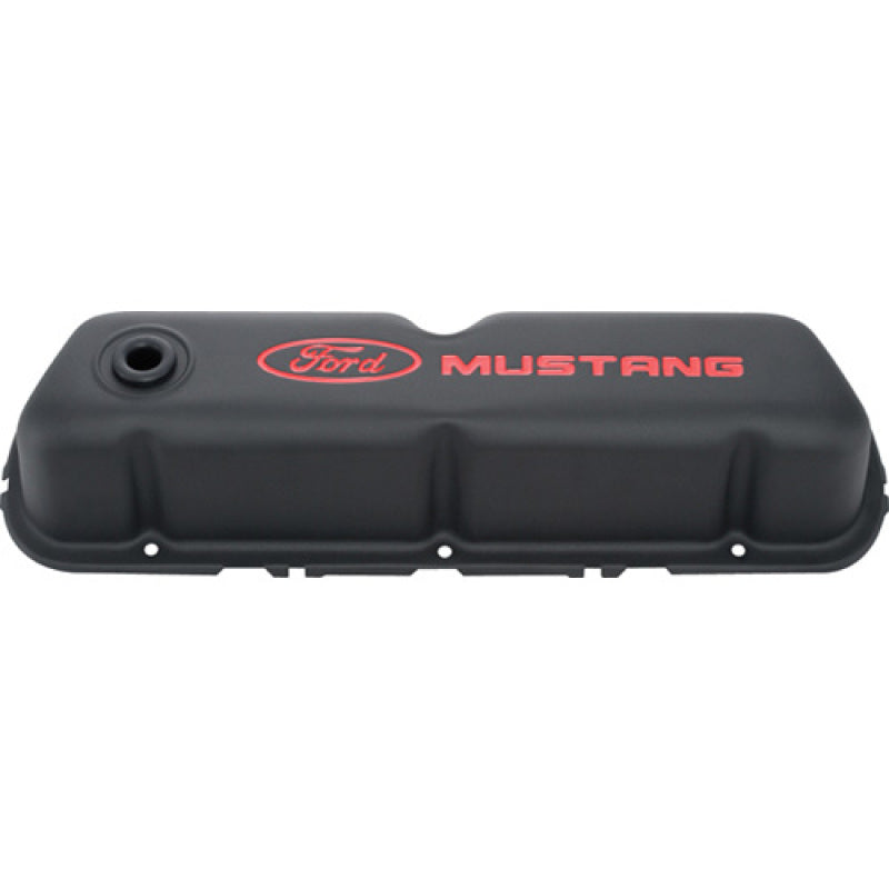 Ford Mustang Logo Black Crinkle Valve Cover - 302-101