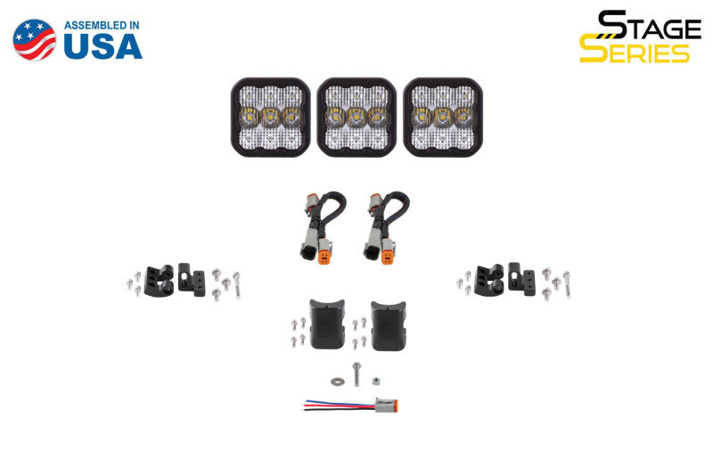 Diode Dynamics SS5 Sport Universal CrossLink 3-Pod Lightbar - Yellow Combo - DD6793