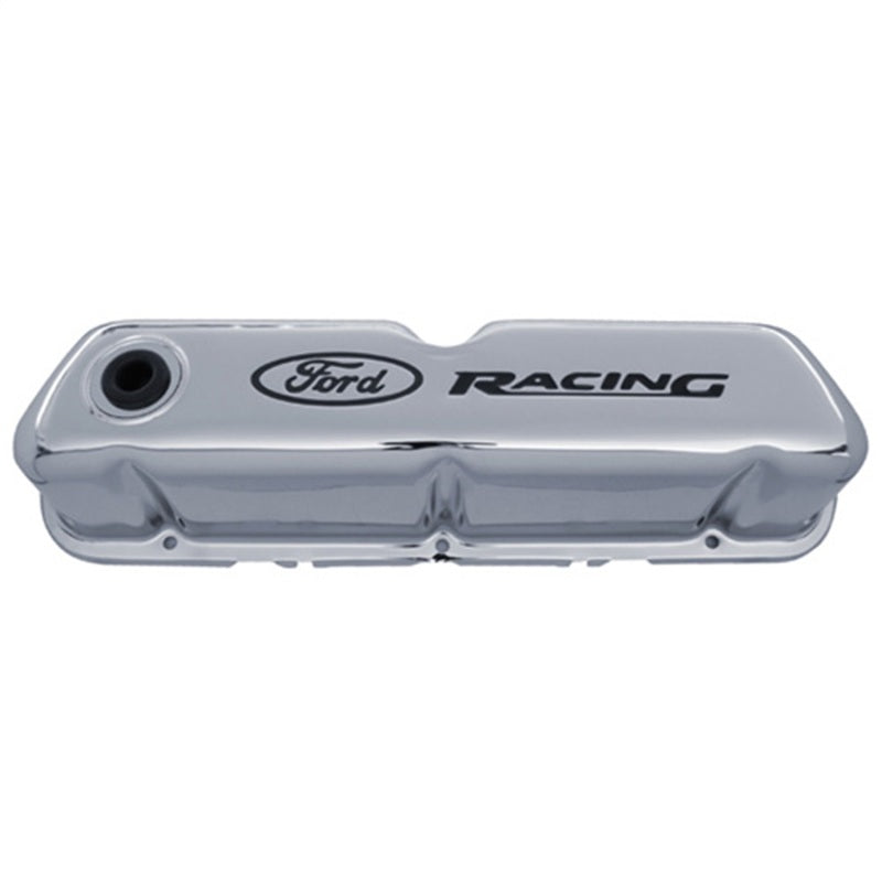 Ford Racing Logo Stamped Steel Valve Covers - Chrome - 302-071