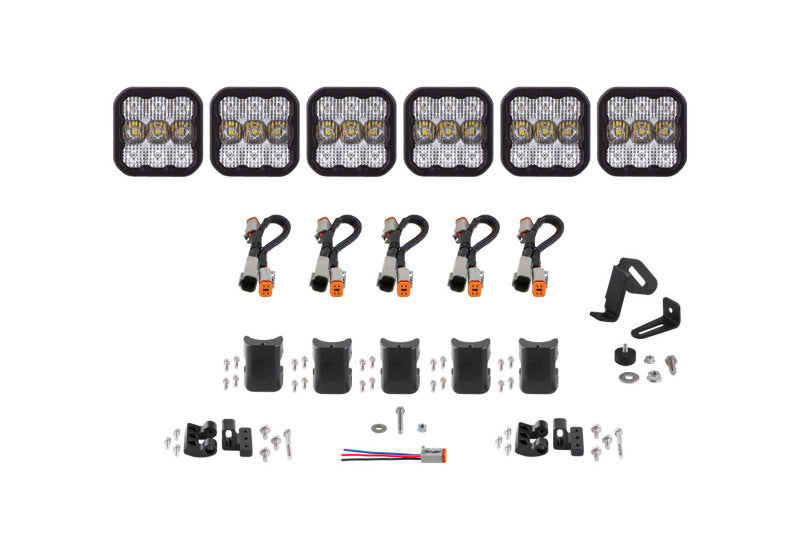 Diode Dynamics SS5 Sport Universal CrossLink 6-Pod Lightbar - White Combo - DD6798