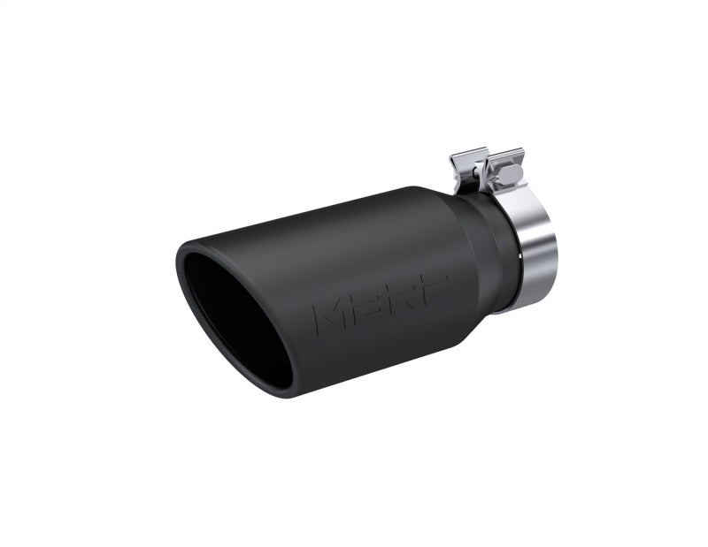 MBRP Universal Tip 4.5in OD / 3.2in Inlet / 10in Length / Angled Cut Rolled End - Black - T5196BLK