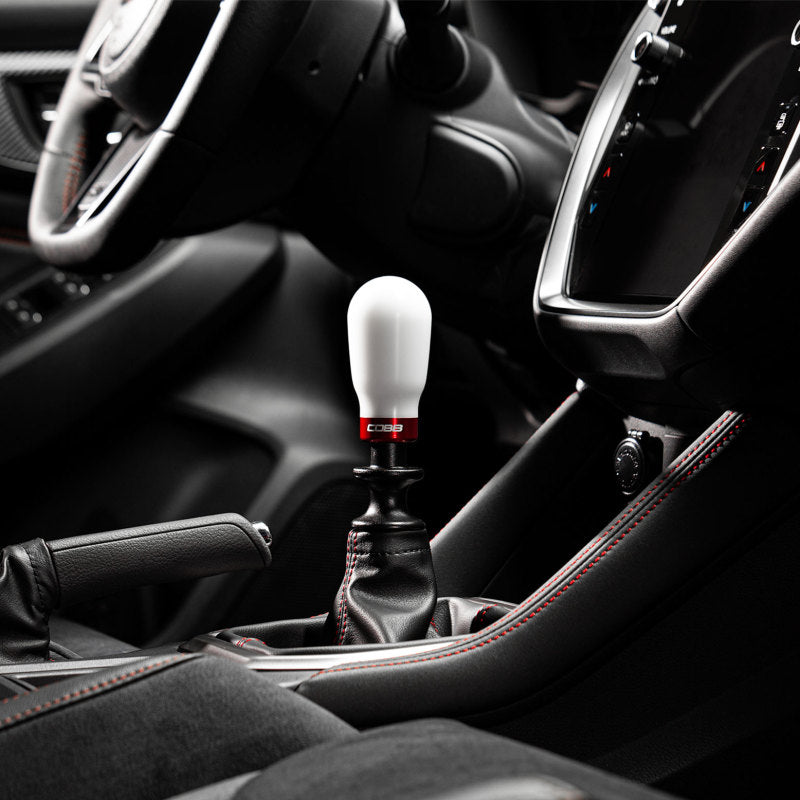 Cobb Subaru 6-Speed Tall Weighted COBB Shift Knob - White (Incl. Both Red + Blk Collars) - 213370-W