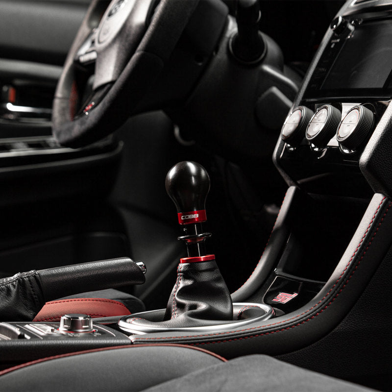 Cobb Subaru 6-Speed Weighted COBB Shift Knob - Black (Incl. Both Red + Blk Collars) - 213360-BK