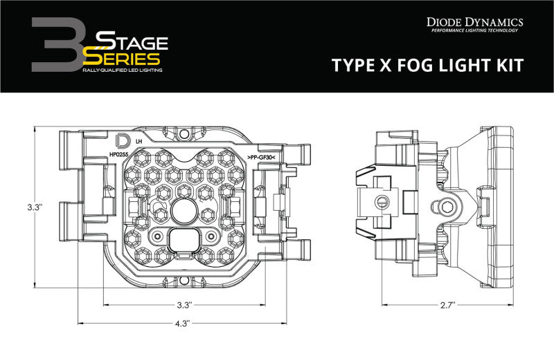 Diode Dynamics SS3 Pro Type X Kit ABL - Yellow SAE Fog - DD7134