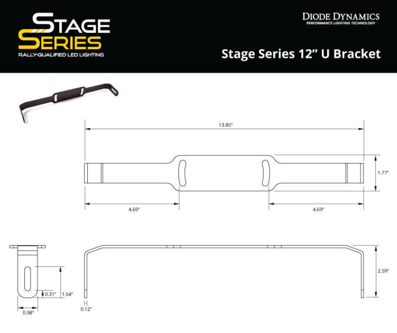 Diode Dynamics Stage Series 12 In U Bracket (Single) - DD6002S