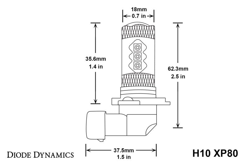 Diode Dynamics H10 XP80 LED - Cool - White (Pair) - DD0156P