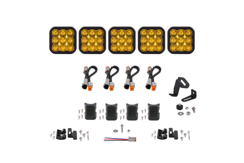 Diode Dynamics SS5 Sport Universal CrossLink 5-Pod Lightbar - Yellow Driving - DD7209