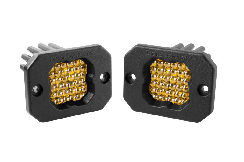 Diode Dynamics Stage Series C1 LED Pod Pro - Yellow Flood Flush ABL (Pair) - DD6478P