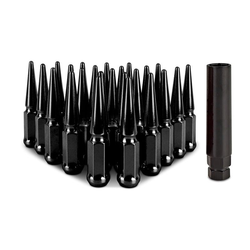 Mishimoto Mishimoto Steel Spiked Lug Nuts M14 x 1.5 24pc Set Black - MMLG-SP1415-24BK