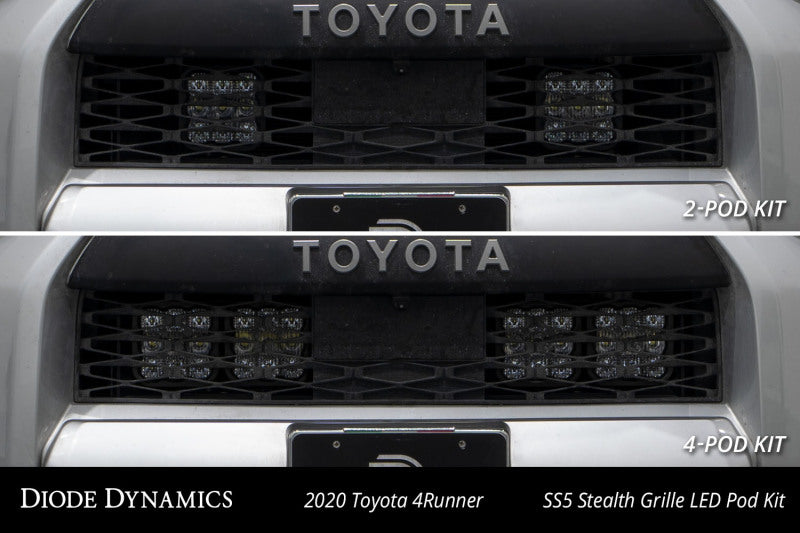 Diode Dynamics 14-23 Toyota 4Runner SS5 Stealth Grille LED 2-Pod Kit Sport - White Combo - DD7534