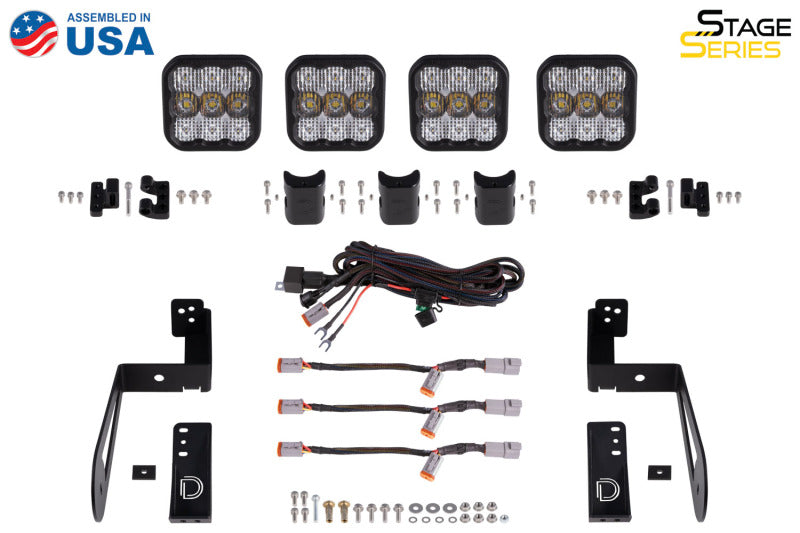 Diode Dynamics Jeep JK SS5 4-Pod CrossLink Grille Lightbar Kit Pro - Yellow Combo - DD7273