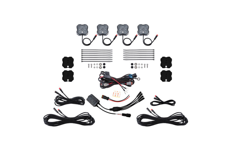 Diode Dynamics RGBW Rock Light Installer Magnet Mount Kit w/Controller (4-pack) - DD7741C