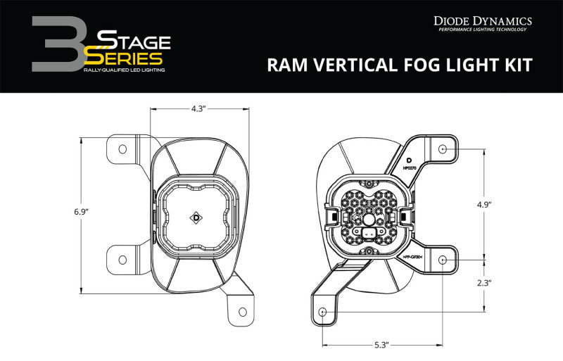 Diode Dynamics SS3 Pro Type Ram Vert Kit ABL - Yellow SAE Fog - DD7088