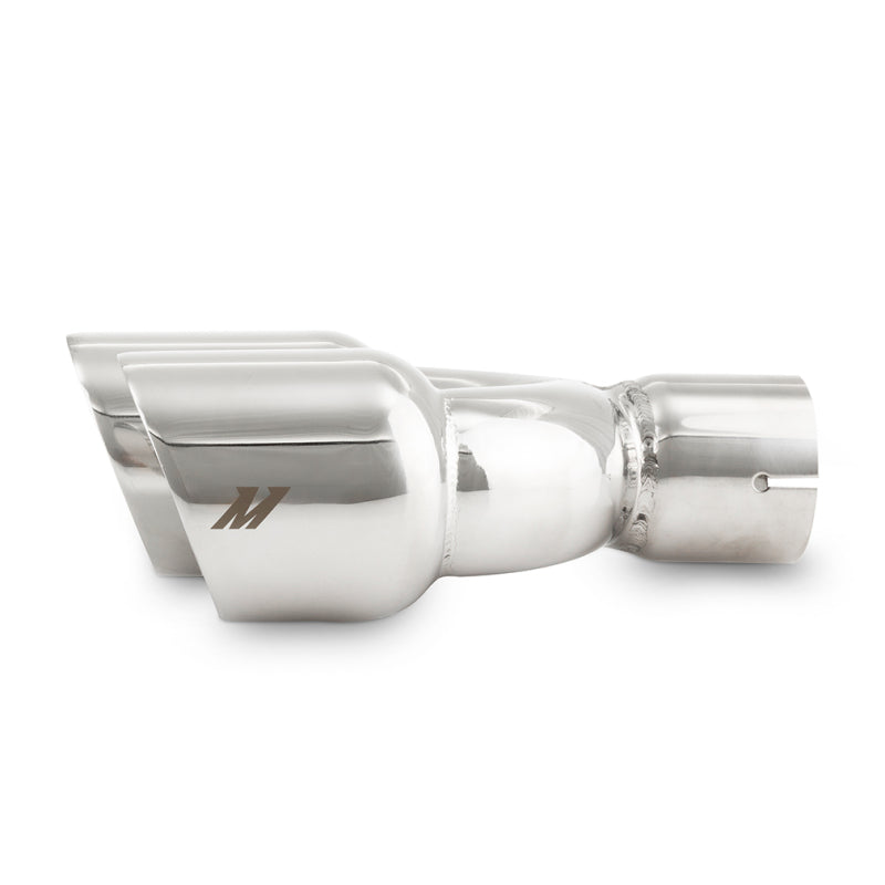 Mishimoto Dual Offset Tips 2.5in Inlet 3in Outlet Slash Cut - Polished - MMEXH-TIP-FSTP