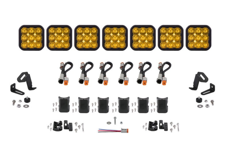 Diode Dynamics SS5 Sport Universal CrossLink 7-Pod Lightbar - Yellow Driving - DD7213