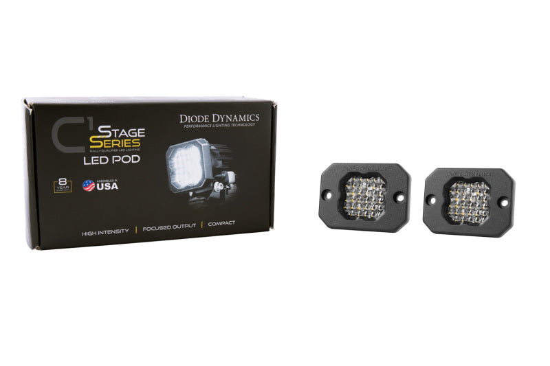 Diode Dynamics Stage Series C1R - White Flood Flush Mount LED Pod (Pair) - DD7427P