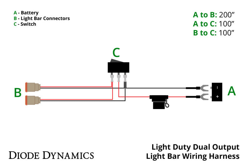 Diode Dynamics Light Duty Dual Output Light Bar Wiring Harness - DD4033