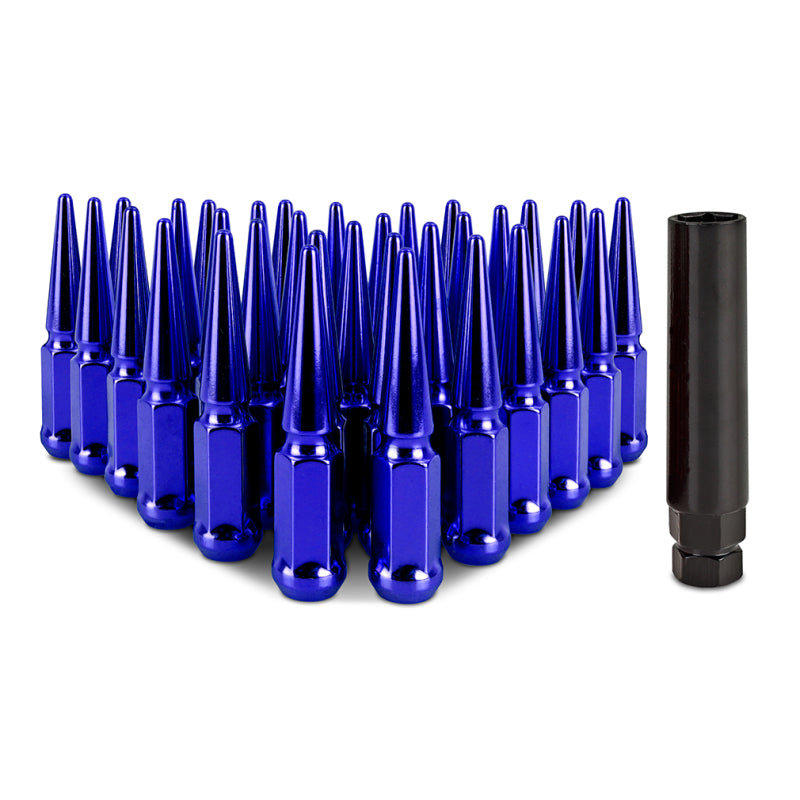 Mishimoto Mishimoto Steel Spiked Lug Nuts M14 x 1.5 32pc Set Blue - MMLG-SP1415-32BL