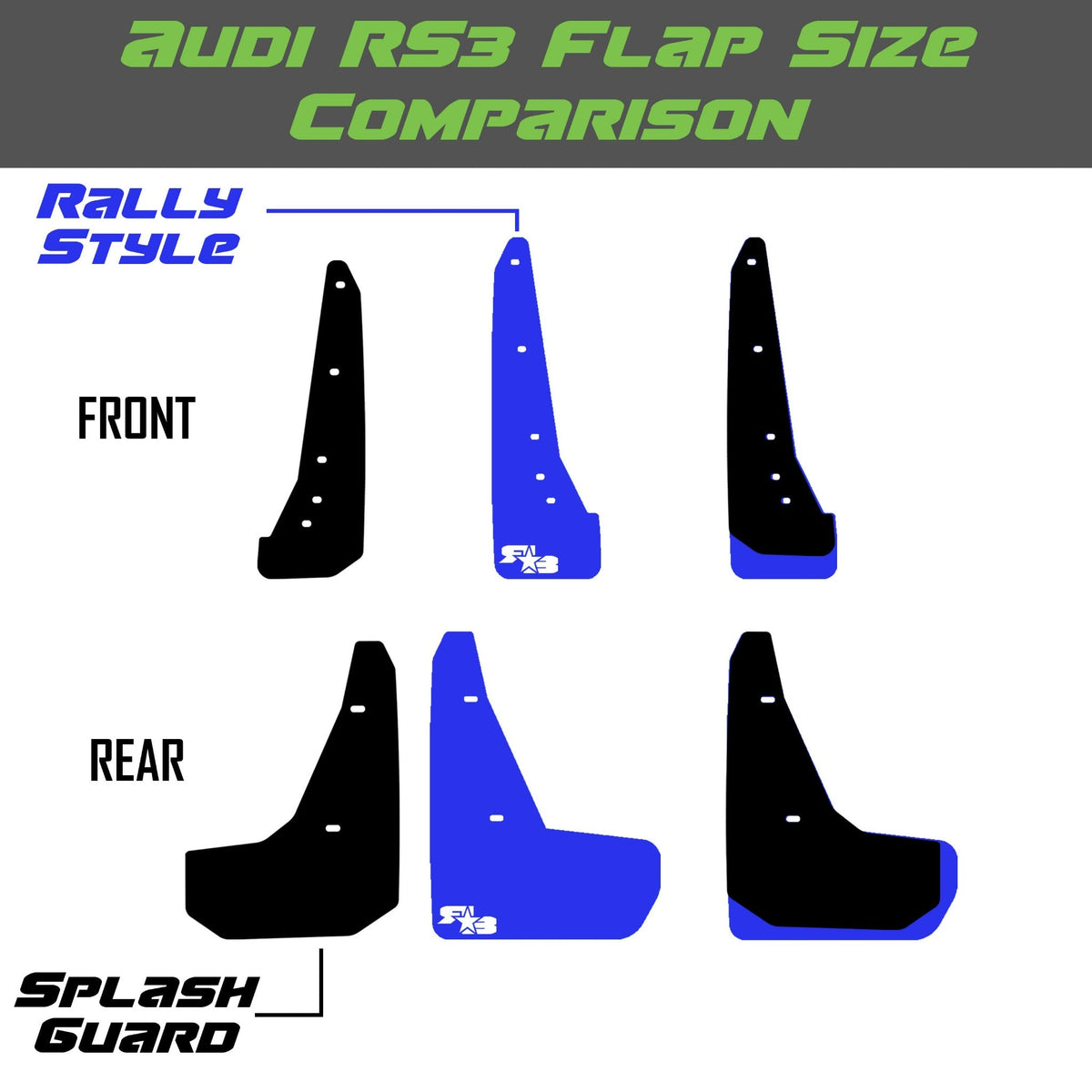 RokBlokz - Audi A3/S3/RS3 Sedan 2013-2020 Splash Guards &amp; Rally Mud Flaps