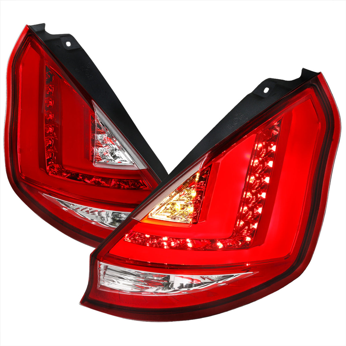 SPEC-D 11-13 Ford Fiesta Hatchback LED Tail Lights (Chrome Housing/Red Lens)