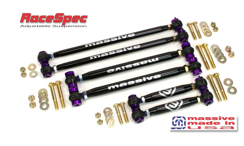 Massive RaceSpec Adjustable Traction Satisfaction Rubber Booted Control Arm Watts link Kit 1998-2011 Panther Chassis MASS&#39;17042 - Massive Speed System