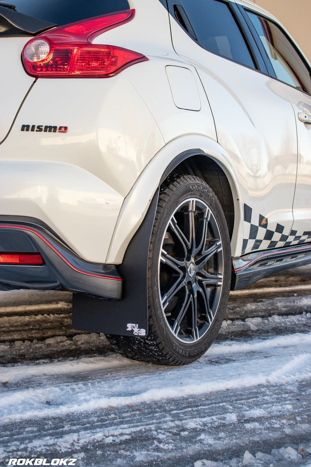 10-17 Nissan Juke NISMO featuring Rokblokz Rally Mud Flaps - rear flap 3