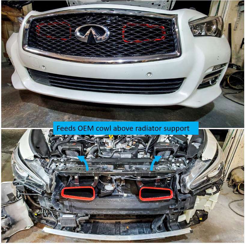 2016-2020+ Infiniti Q50 BIG MOUTH Ram Air Intake Snorkel | Velossa Tech Design