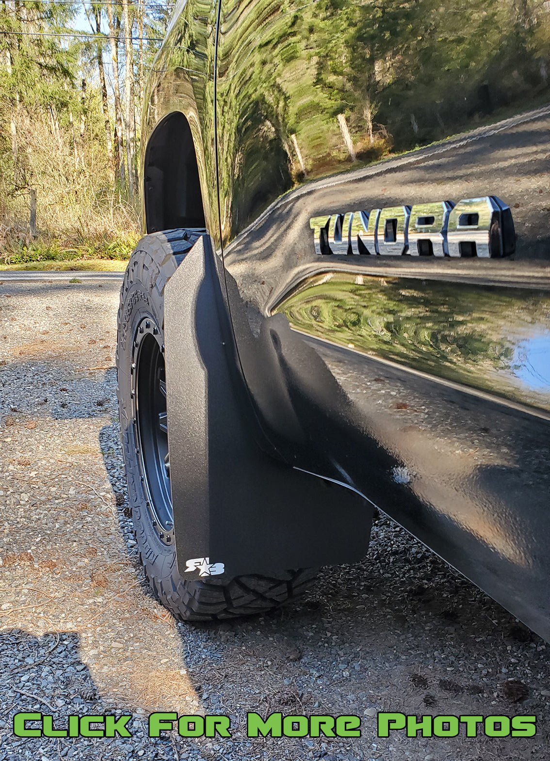 2008-2019 Toyota Tundra ft Rokblokz XL Mud Flaps in Black w/ White Logos