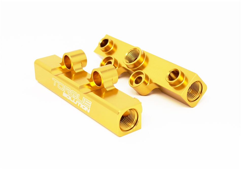 Torque Solution Top Feed Fuel Rails: 02-14 Subaru WRX / 07-18 STI - Gold - TS-SU-400G.2