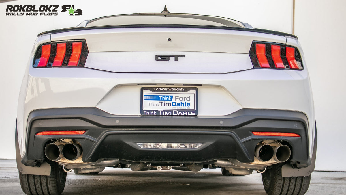 2024 Mustang GT featuring ROKBLOKZ Splash Guards - rear view