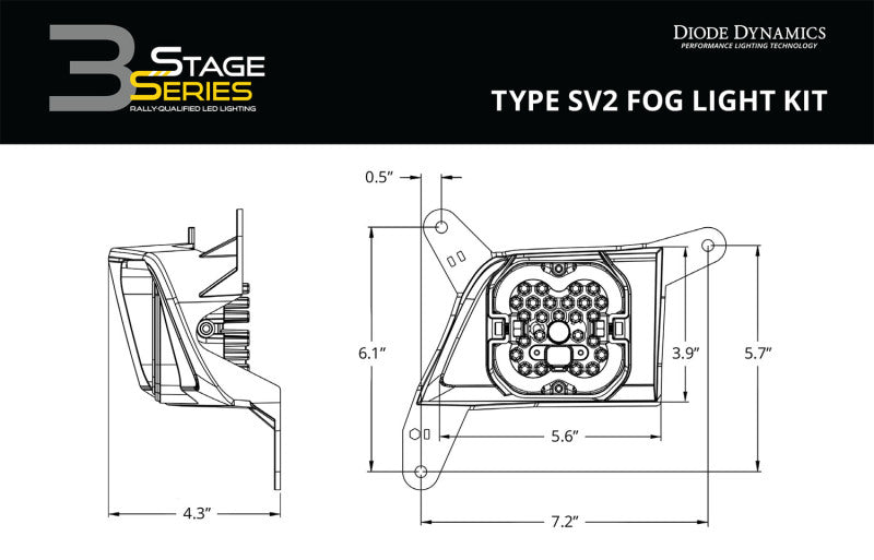 Diode Dynamics SS3 Pro Type SV2 Kit ABL - Yellow SAE Fog - DD7126