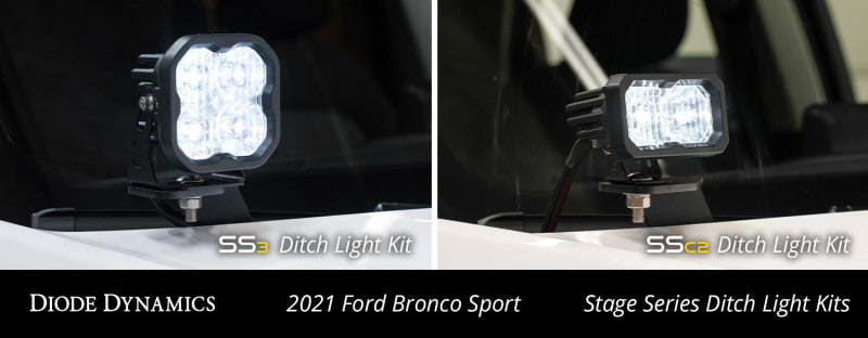 Diode Dynamics 2021 Ford Bronco Sport SS3 LED Ditch Light Kit - Sport Yellow Combo - DD7139