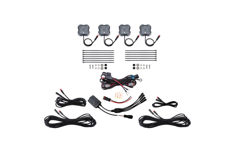 Diode Dynamics RGBW Rock Light Installer Kit w/Controller (4-pack) - DD7740C