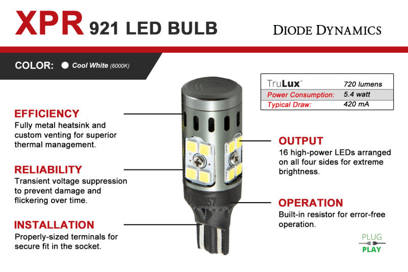 Diode Dynamics 921 XPR LED Bulb - Cool - White (Pair) - DD0394P