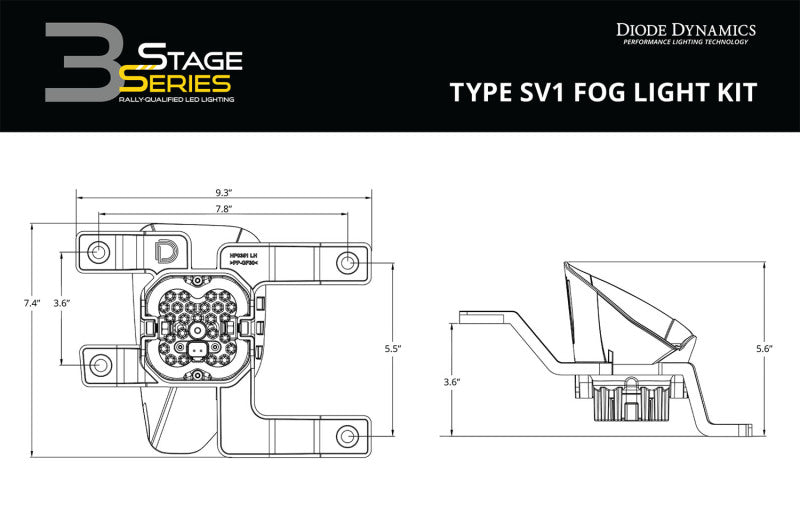 Diode Dynamics SS3 Pro Type SV1 Kit ABL - Yellow SAE Fog - DD7116