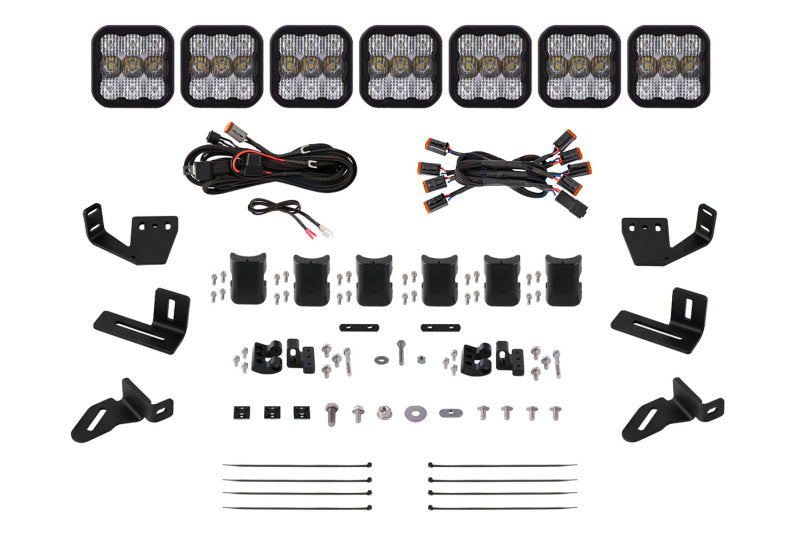 Diode Dynamics Prinsu/Sherpa Roof Racks- SS5 7-Pod CrossLink Mounting Kit - Pro White Combo - DD7828