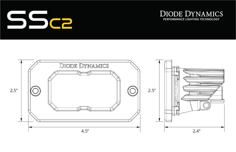 Diode Dynamics Stage Series 2 In LED Pod Pro - Yellow Fog Flush ABL Each - DD6433S