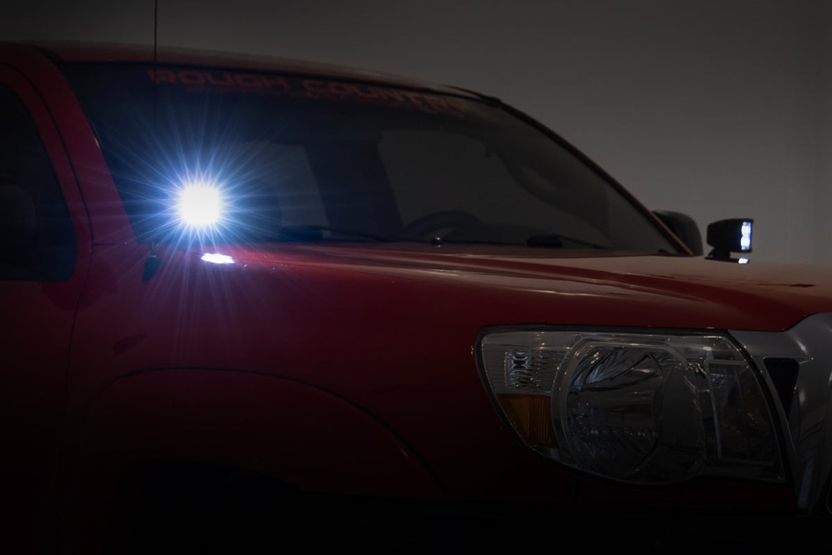 LED Light Kit | Ditch Mount | Black Series Round | 3.5 Inch | Amber DRL | Toyota Tacoma (05-15)