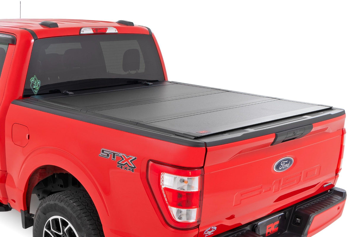 Hard Tri-Fold Flip Up Bed Cover | 5&#39;7&quot; Bed | Ford F-150 2WD/4WD (2015-2020)