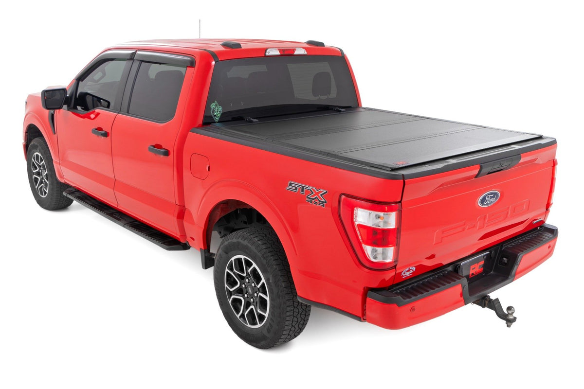 Hard Tri-Fold Flip Up Bed Cover | 5&#39;7&quot; Bed | Ford F-150 2WD/4WD (2015-2020)