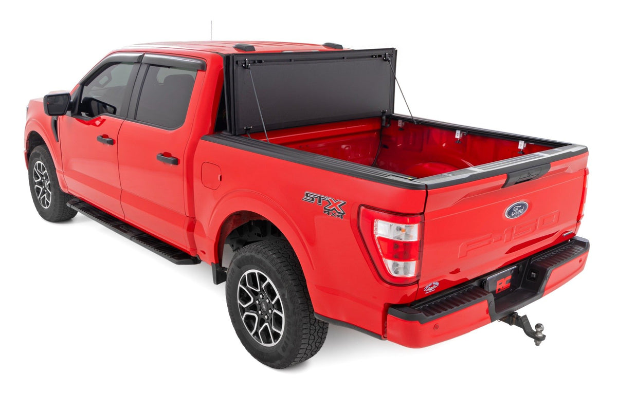 Hard Tri-Fold Flip Up Bed Cover | 5&#39;7&quot; Bed | Ford F-150 2WD/4WD (2015-2020)