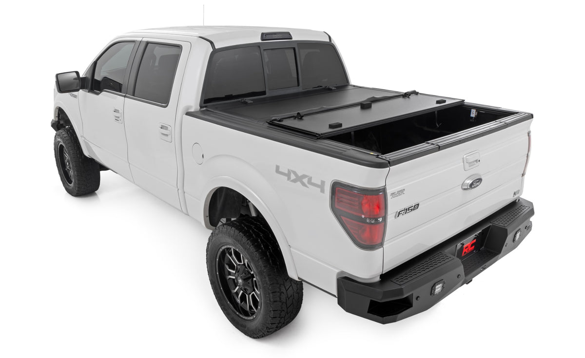 Hard Tri-Fold Flip Up Bed Cover | 5&#39;7&quot; Bed | Ford F-150 2WD/4WD (2004-2014)