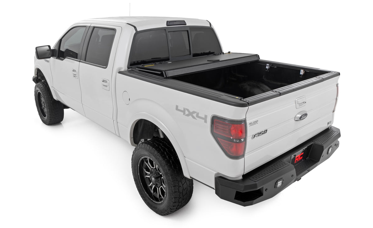 Hard Tri-Fold Flip Up Bed Cover | 5&#39;7&quot; Bed | Ford F-150 2WD/4WD (2004-2014)