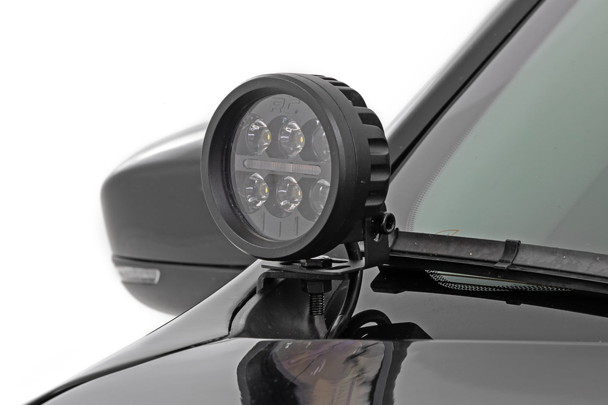 LED Light Kit | Ditch Mount | Black Series Round | 3.5 Inch | Amber DRL | Jeep Cherokee KL (14-21)